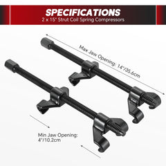 Weyleity strut remover installer tool kit shown with two steel jaws for stable operation.