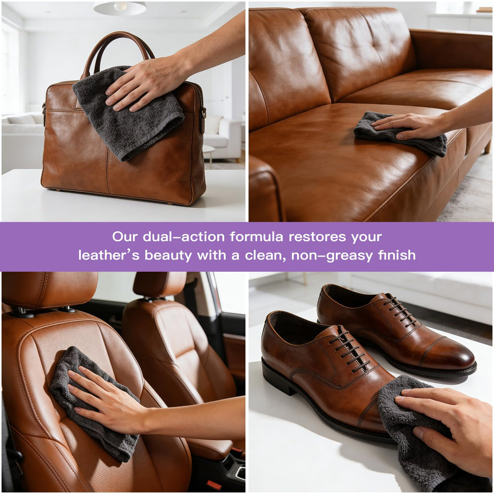 WEYSTOM leather cleaner conditioner on car seat for quick protection