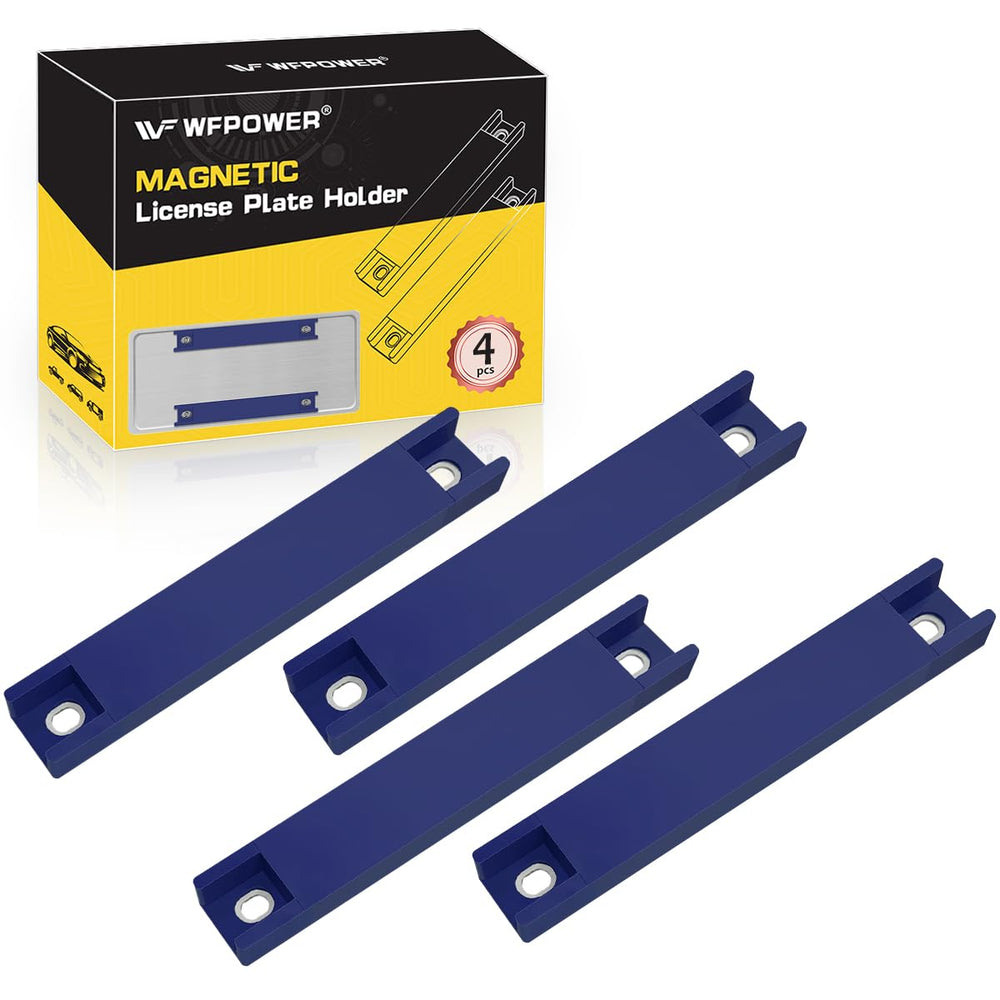 WFPOWER magnetic license plate holder secures a demo tag on a metal bumper.