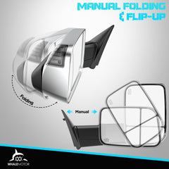 WHALEMOTOR chrome housing tow mirrors provide a polished Ram look