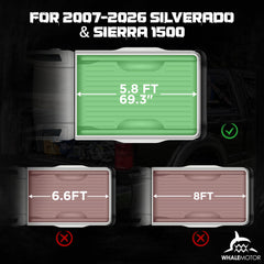 WHALEMOTOR fitment for 2007–2026 Silverado and Sierra 5.8 ft bed