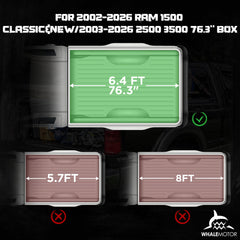 WHALEMOTOR tonneau on Ram 1500 classic/new provides durable bed coverage.