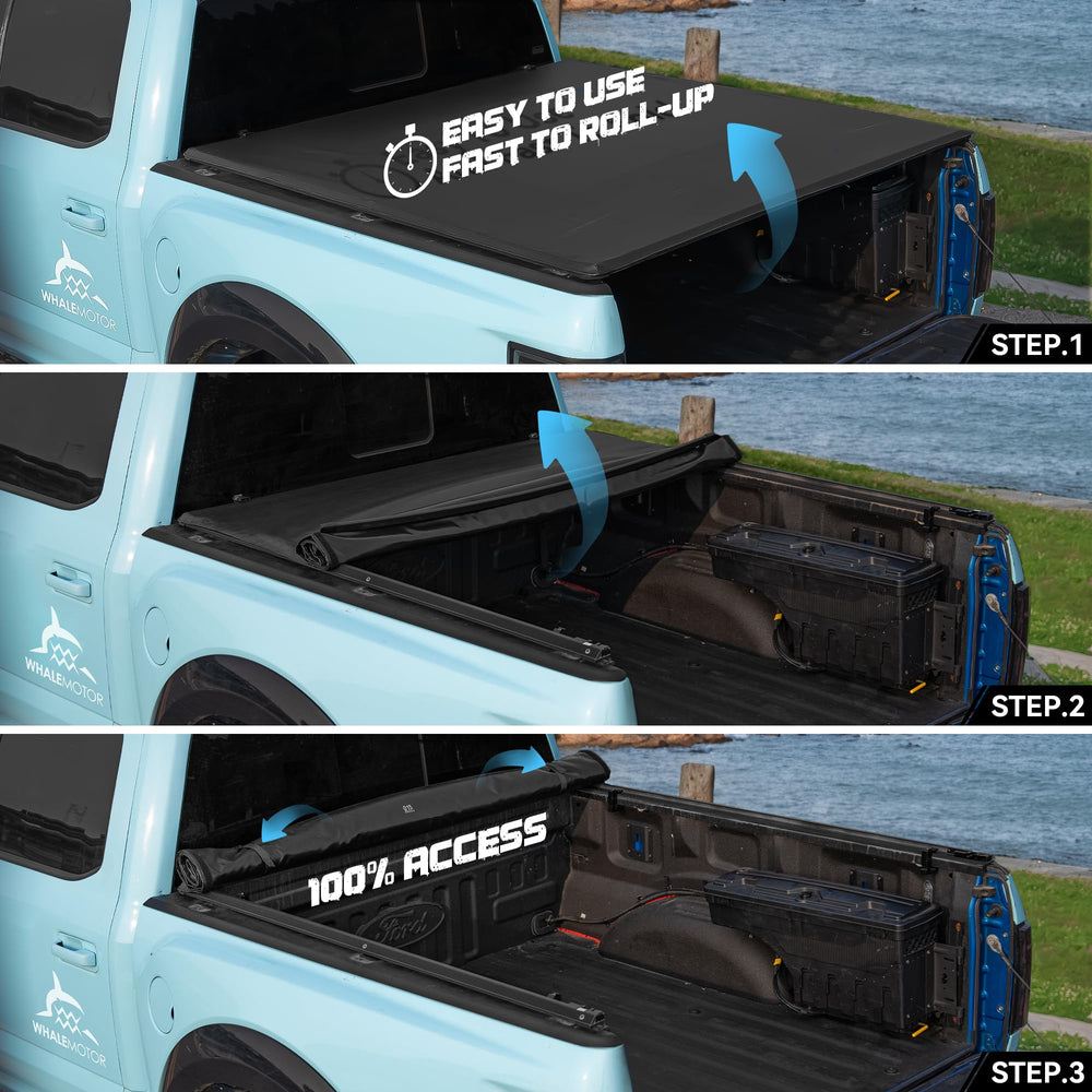 WHALEMOTOR Jeep Gladiator tonneau cover installation demonstrates tool-free clamping