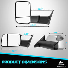 WHALEMOTOR power heated tow mirror glass clears frost quickly