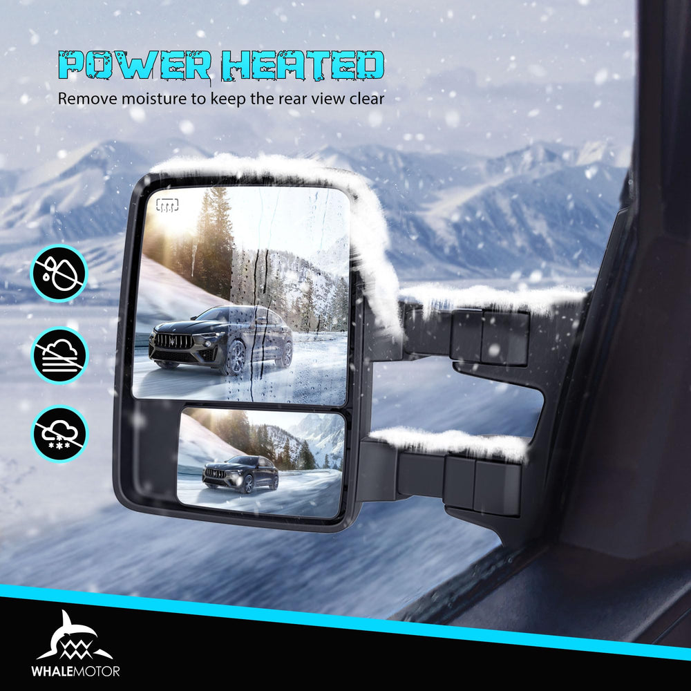 WHALEMOTOR smoked heated tow mirrors convex mirror close-up highlights wide view
