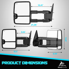 WHALEMOTOR smoked power heated tow mirror fog-free performance in harsh weather