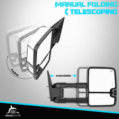 WHALEMOTOR smoked power heated tow mirror towing safety during night driving