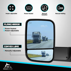 WHALEMOTOR smoked lens mirrors for Ram 1500 Classic enhance rearward view during lane changes