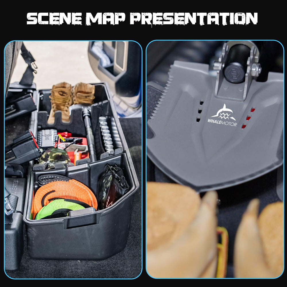 WHALEMOTOR hidden compartment provides organized space for small items