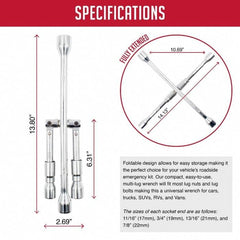 Wheel Accessories Parts four-way cross wrench with multiple socket sizes