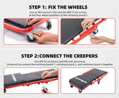 WheelX Mechanic Creeper 340lb capacity ensures solid support during repairs