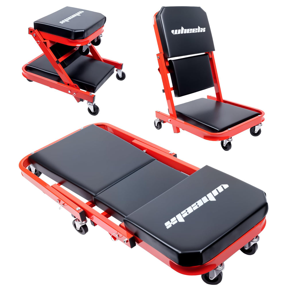 WheelX Mechanic Creeper 40inch Z seat enables comfortable under-car access.