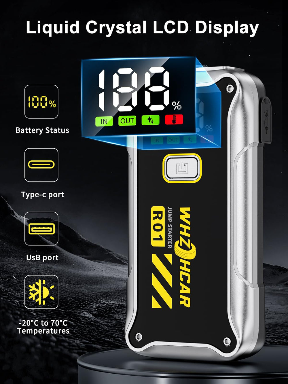 WHZOHCAR intelligent clamps with safety features prevent sparks and reverse polarity.