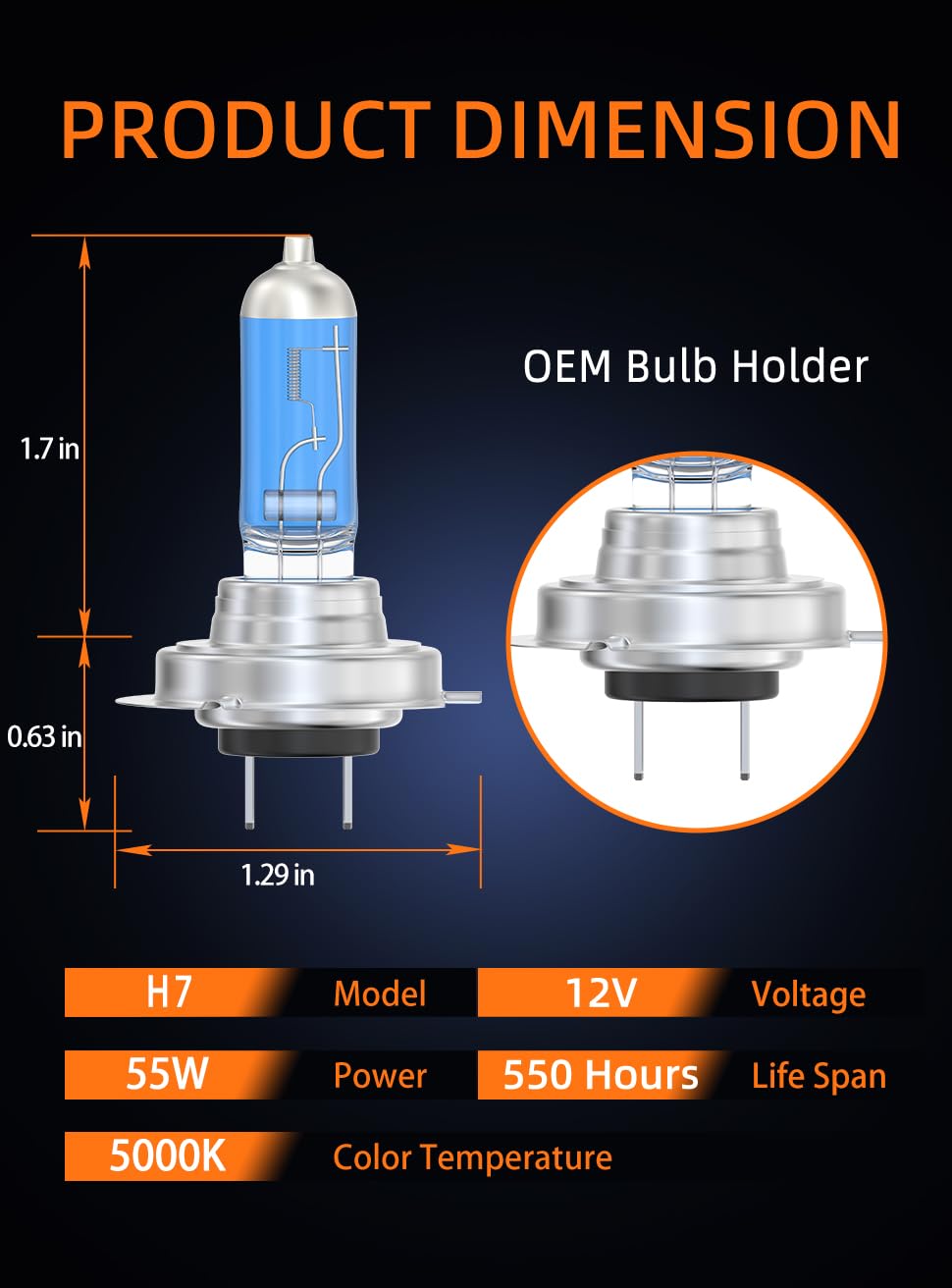 Wideep H7 halogen bulbs emit 5000K white light for clearer road perception.