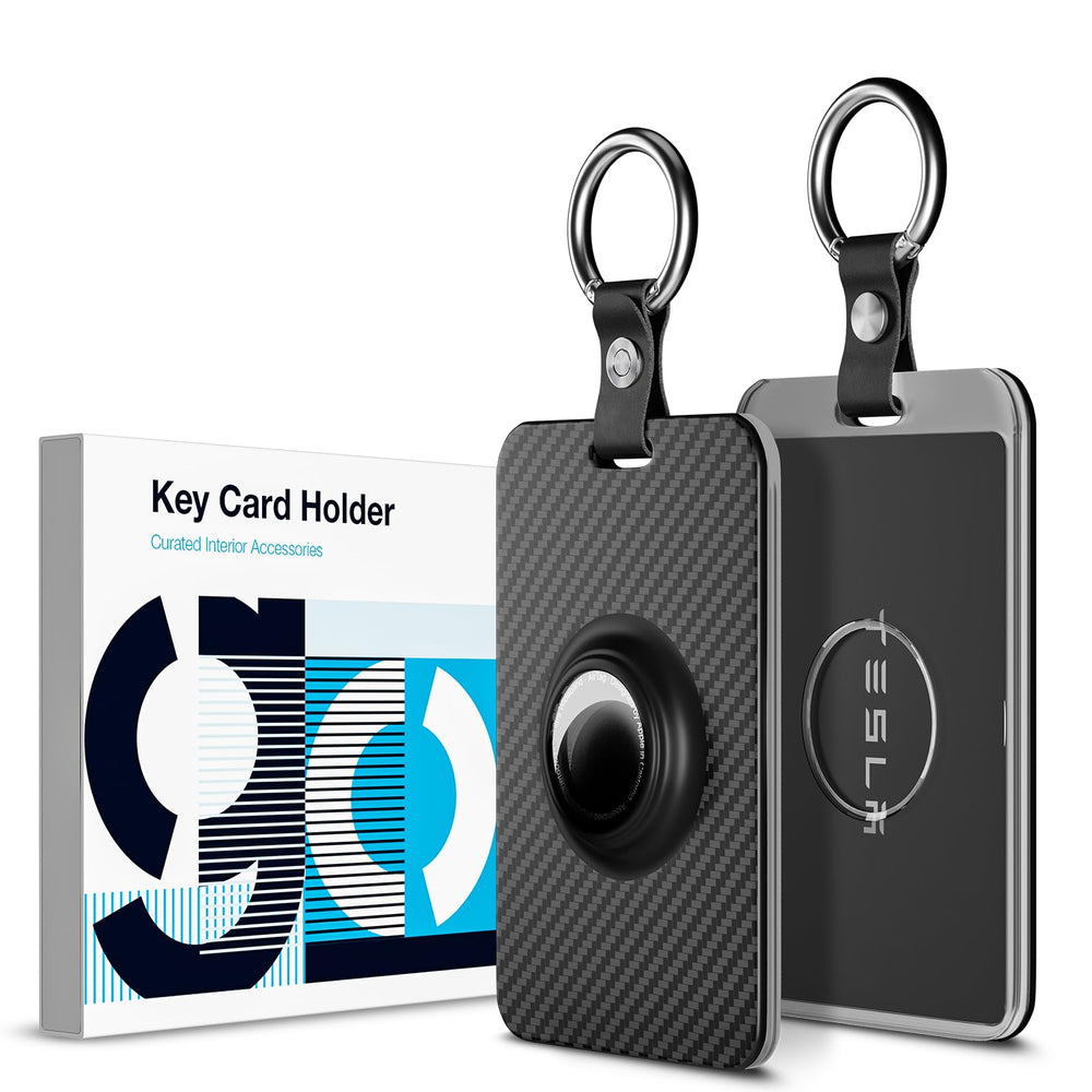Wigoo key card holder with Tesla carbon fiber texture protects cards from wear