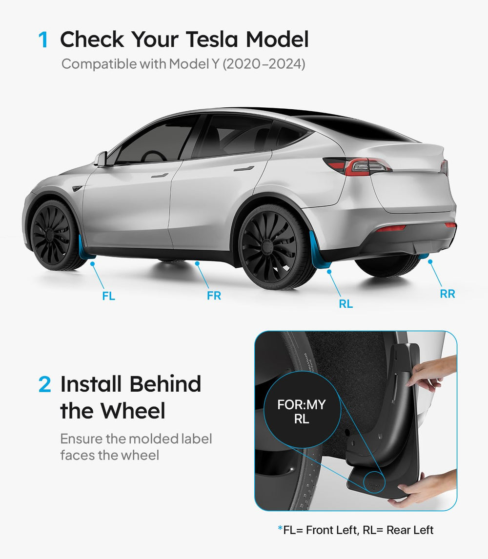 Wigoo Model Y mud flaps all season protection keeps paint cleaner between washes