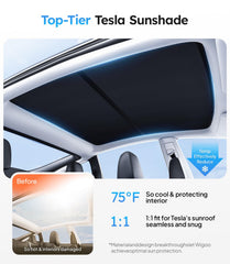 Wigoo rear roof sunshade for Model Y enhancing privacy and temperature control.