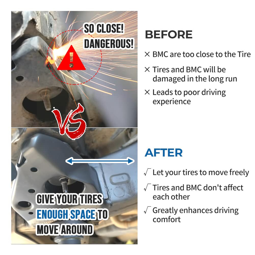 WIKIBB Tacoma gap reduction during install improves tire clearance.