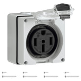 WILAWELS 50A RV outlet box front view for outdoor power access
