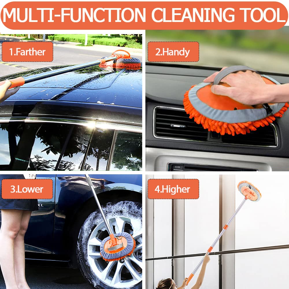 WillingHeart 2-in-1 chenille microfiber sponge duster interior and exterior cleaning
