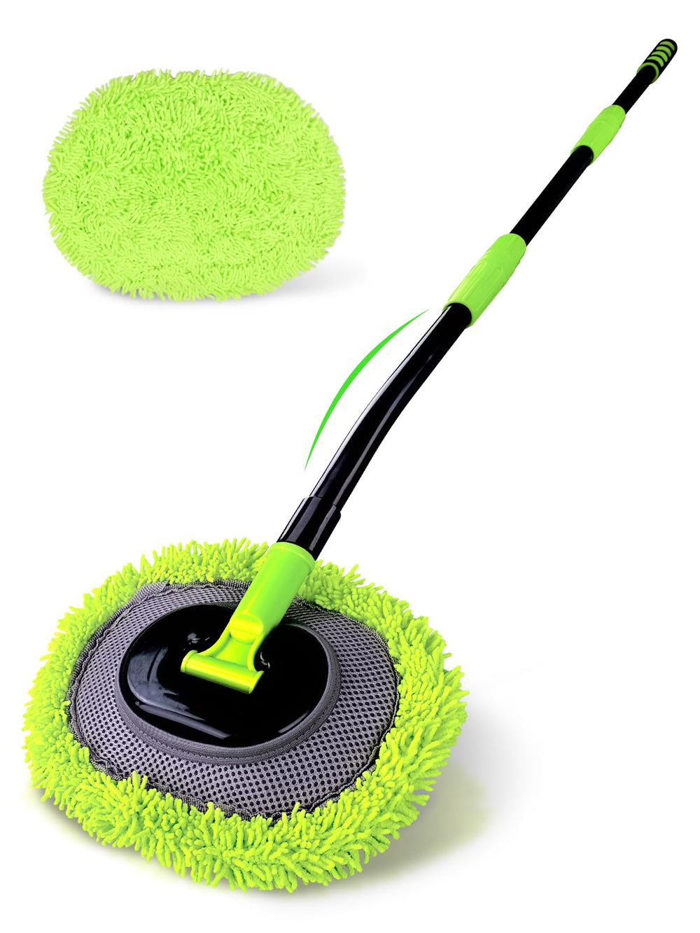 WillingHeart curved car wash brush 47-inch mop head for easy roof and wheel cleaning.