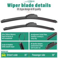 WINDSMILE 16-inch rear wiper blade for Grand Caravan provides streak-free rear wipe