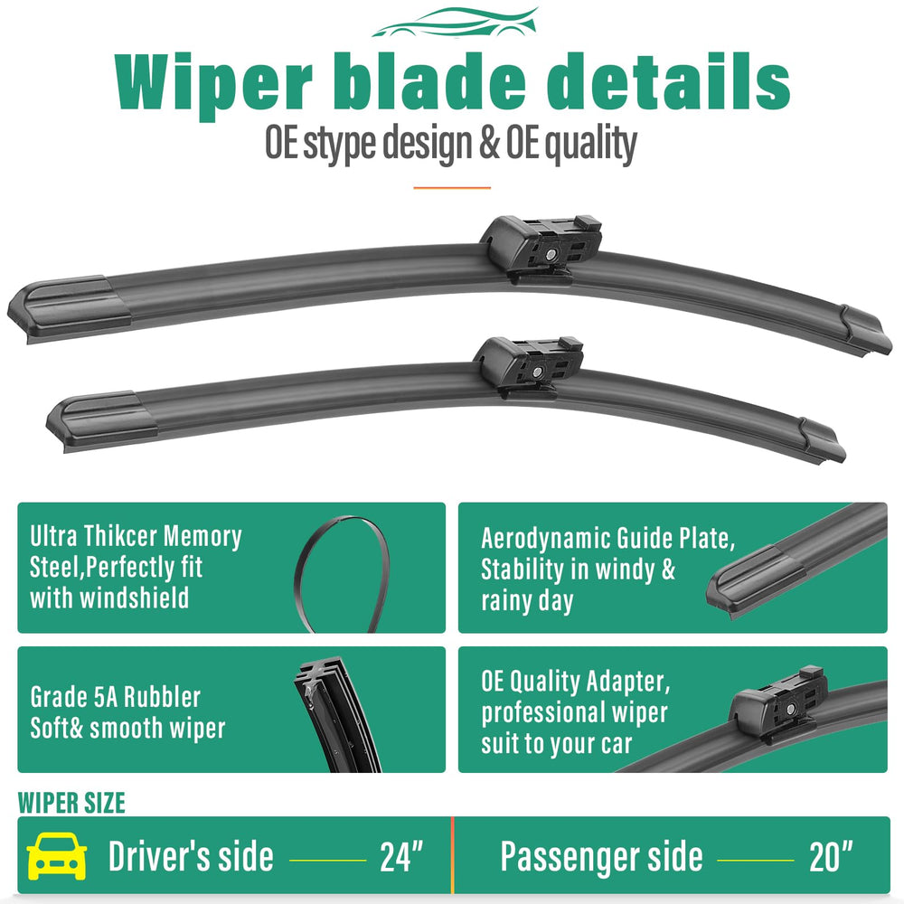 WINDSMILE 20-inch front wiper blades for Audi Q3 ensure clean wiping in rain.
