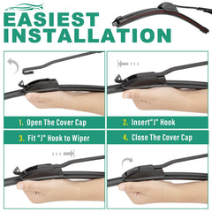 Winsmile aerodynamically designed front wipers minimize wind lift and noise.