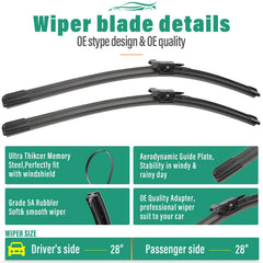 WINDSMILE 28-inch front wiper blade close-up for Ford Escape performance