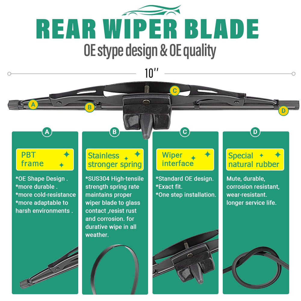WINDSMILE FJ Cruiser rear 10-inch blade maintains rear window clarity.