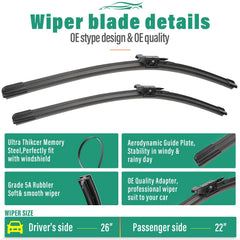 WINDSMILE Ford Explorer rear 11-inch wiper blade for rear window clarity