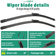 WINDSMILE Ford Transit Connect 28-inch front wipers set for reliable rain performance.