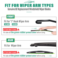 WINDSMILE Pack of 3 wipers ready for front and rear replacement
