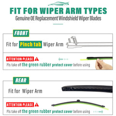 WINDSMILE pack of 3 premium wipers provides full front and rear coverage
