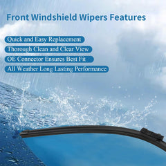 WINNERS Trax front-wiper blades installed on a rainy road for visibility