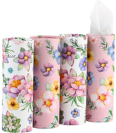 Winoo Design pink round tissue tubes in a stylish container for easy car access.
