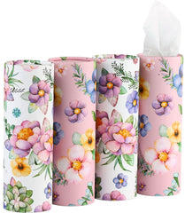 Winoo Design pink round tissue tubes in a stylish container for easy car access.