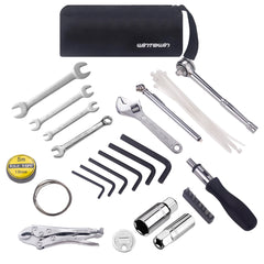 WINTOWIN compact tool kit laid out for Harley riders, complete roadside repair options.
