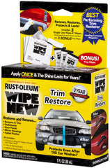 Rust-Oleum Wipe New Trim bottle application restores faded trim with a protective finish