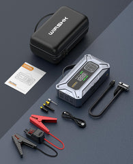 WirshK Jump Starter built-in inflator handles tires and inflatables.