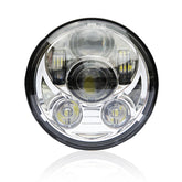 Wisamic 5-3/4 inch LED headlight front view enhances road visibility for Harley riders.