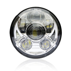 Wisamic 5-3/4 inch LED headlight front view enhances road visibility for Harley riders.