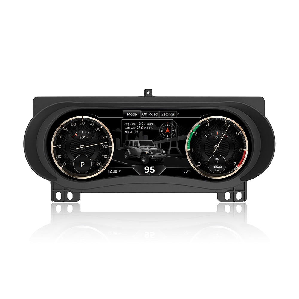 Wislinkvisontek Jeep Wrangler 12.3-inch HD screen enhances dashboard visibility.