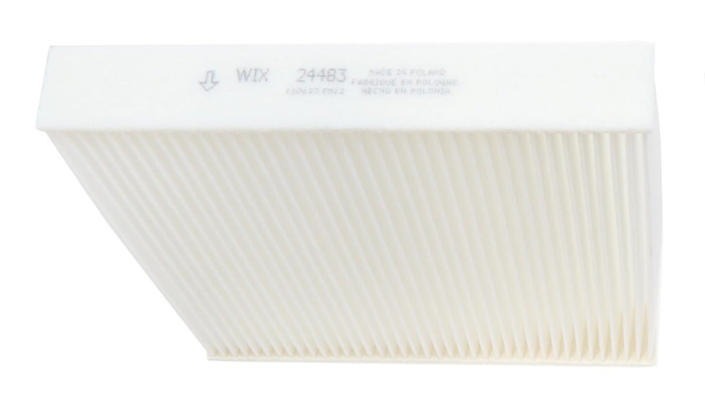 WIX 24483 cabin air panel side view, easy-to-replace during maintenance