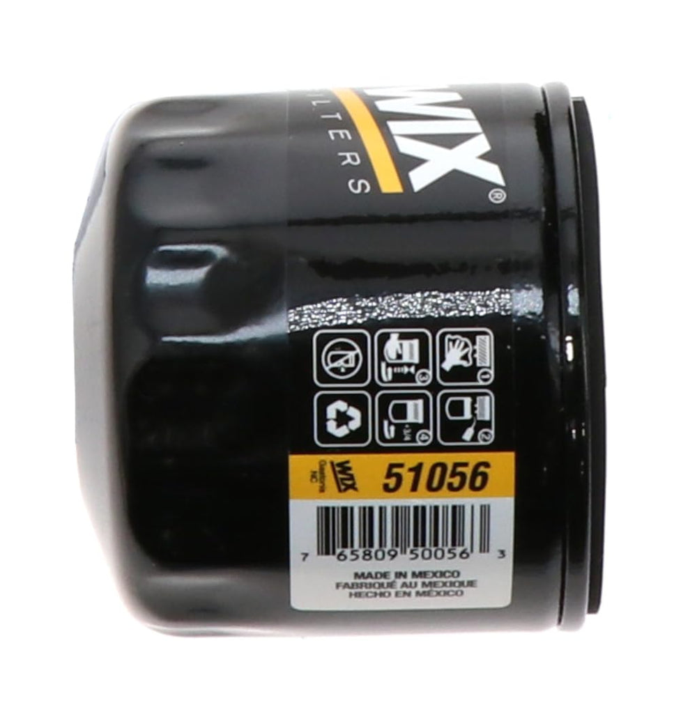 WIX 51056 oil filter side view highlighting compact installation design