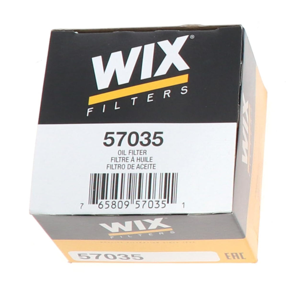 WIX 57035 heavy-duty spin-on design conveys durability for demanding driving conditions.