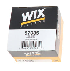 WIX 57035 heavy-duty spin-on design conveys durability for demanding driving conditions.