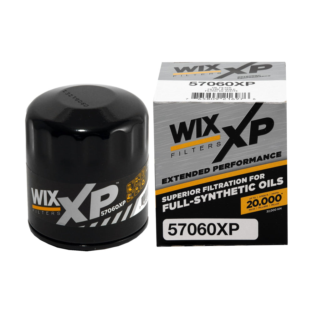 WIX 57060XP oil filter close-up highlights filtration for synthetic oils.