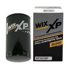 WIX XP oil filter close-up showing synthetic media for high-efficiency filtration.