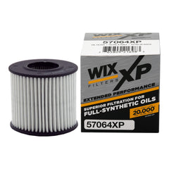 WIX XP oil filter close-up highlights synthetic-media filtration for extreme driving.